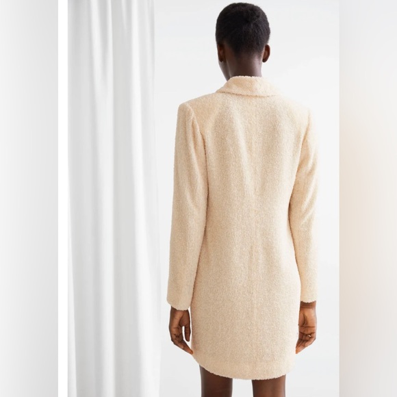 & Other Stories Cream Sequin Double Breasted Blazer Dress Size 8 - Picture 3 of 8